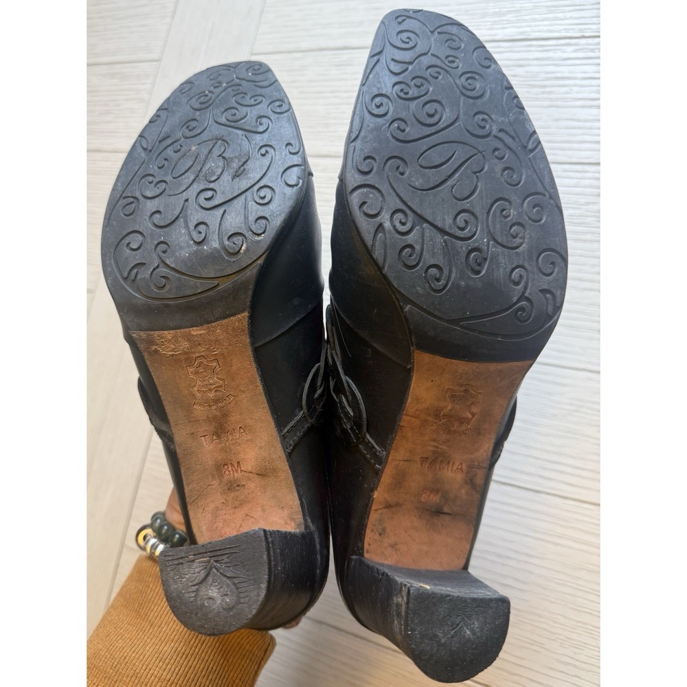 Brighton Heeled Tamia Booties Mules Slides Black Leather Silver Buckle 2" Heel 8 - Picture 6 of 8